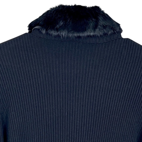 Escapade 100% Genuine Suede Front with Rabbit Hair Collar Women’s Black Jacket - Picture 4 of 9